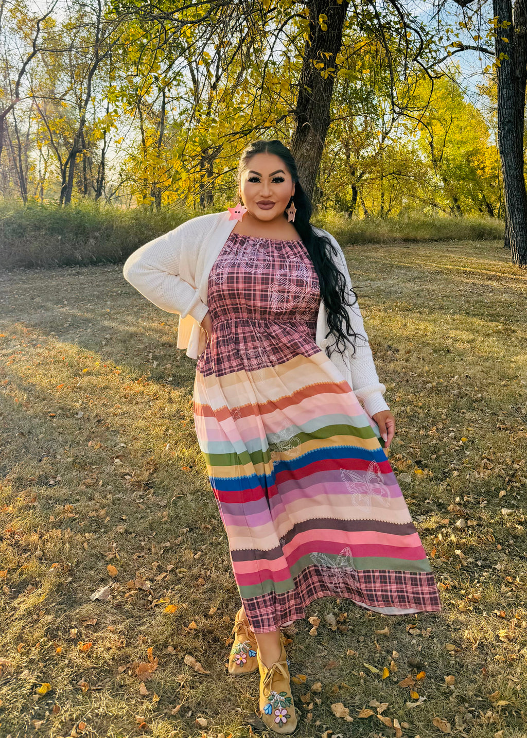 Butterfly Plaid Ribbon Dress