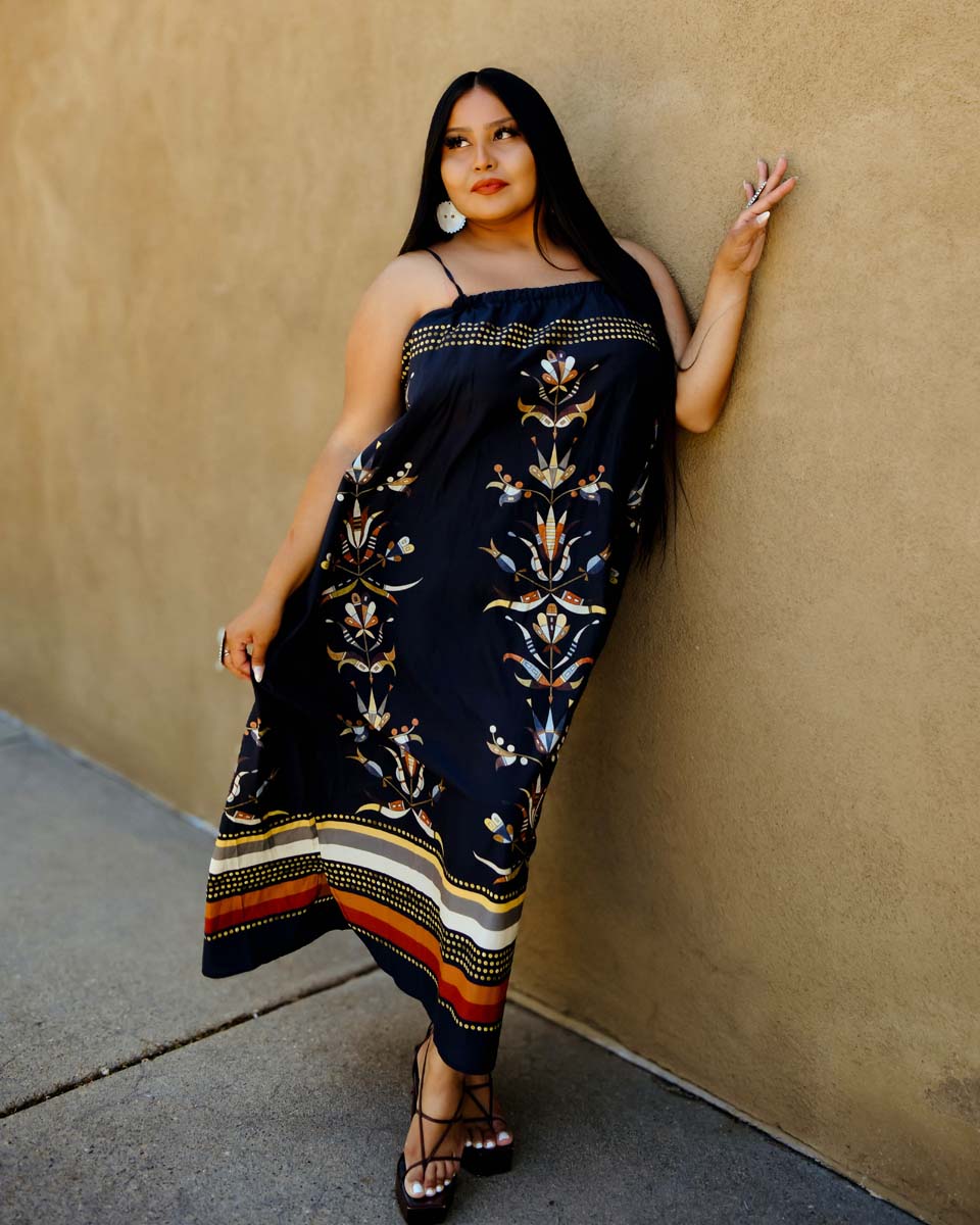 Floral Sequin Flowing Silk Dress (Made to Order)