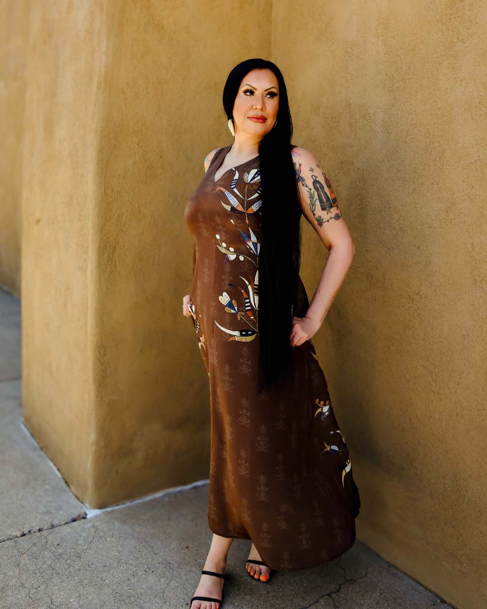 Floral A Line Silk Dress (Made to Order)