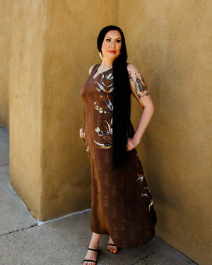 Floral A Line Silk Dress (Made to Order)