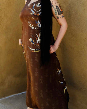 Floral A Line Silk Dress (Made to Order)