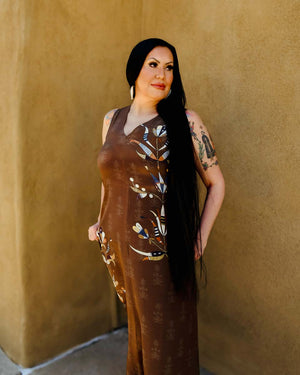 Floral A Line Silk Dress (Made to Order)