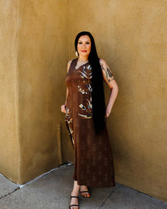 Floral A Line Silk Dress (Made to Order)
