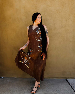 Floral A Line Silk Dress (Made to Order)