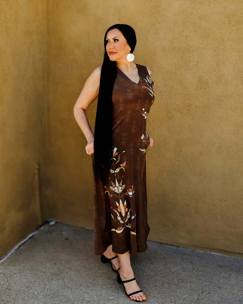Floral A Line Silk Dress (Made to Order)