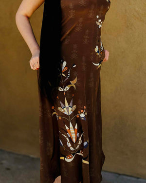Floral A Line Silk Dress (Made to Order)