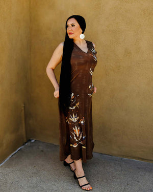 Floral A Line Silk Dress (Made to Order)