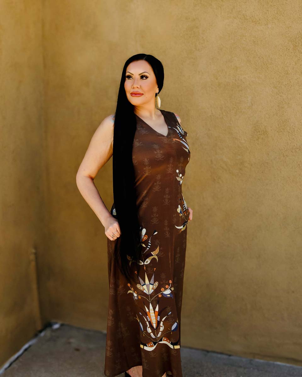 Floral A Line Silk Dress (Made to Order)