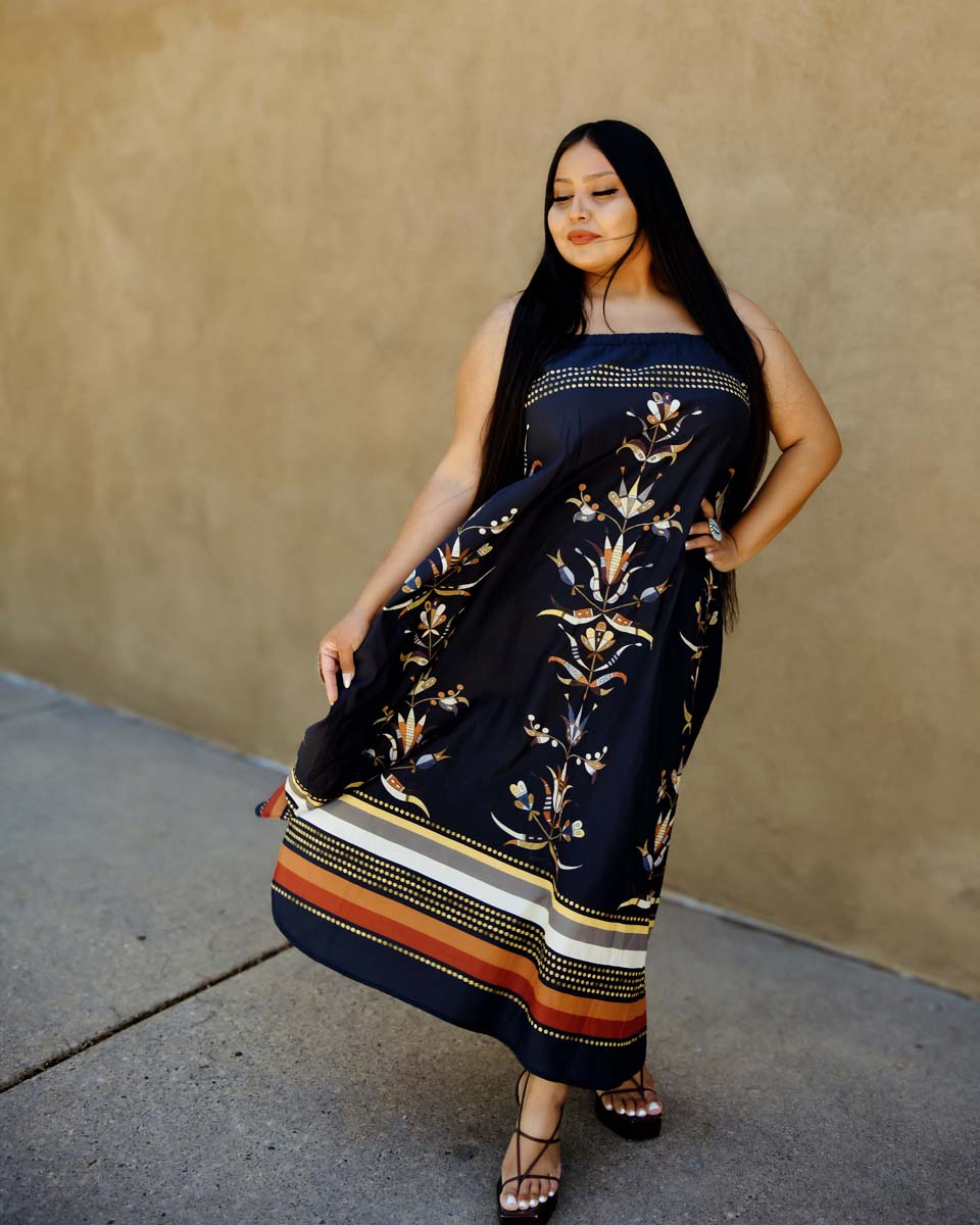 Floral Sequin Flowing Silk Dress (Made to Order)