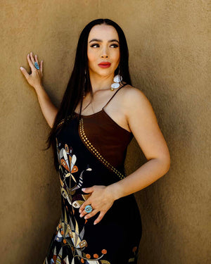 Floral Sequin Silk Slip Dress (Made to Order)