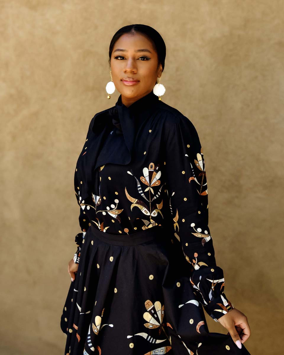 Sequin Floral Viscose Bow Blouse (Made to Order)