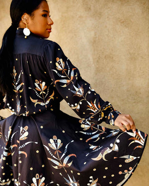 Sequin Floral Viscose Bow Blouse (Made to Order)