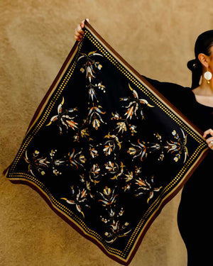 Floral Sequin Silk Scarf (Made to Order)