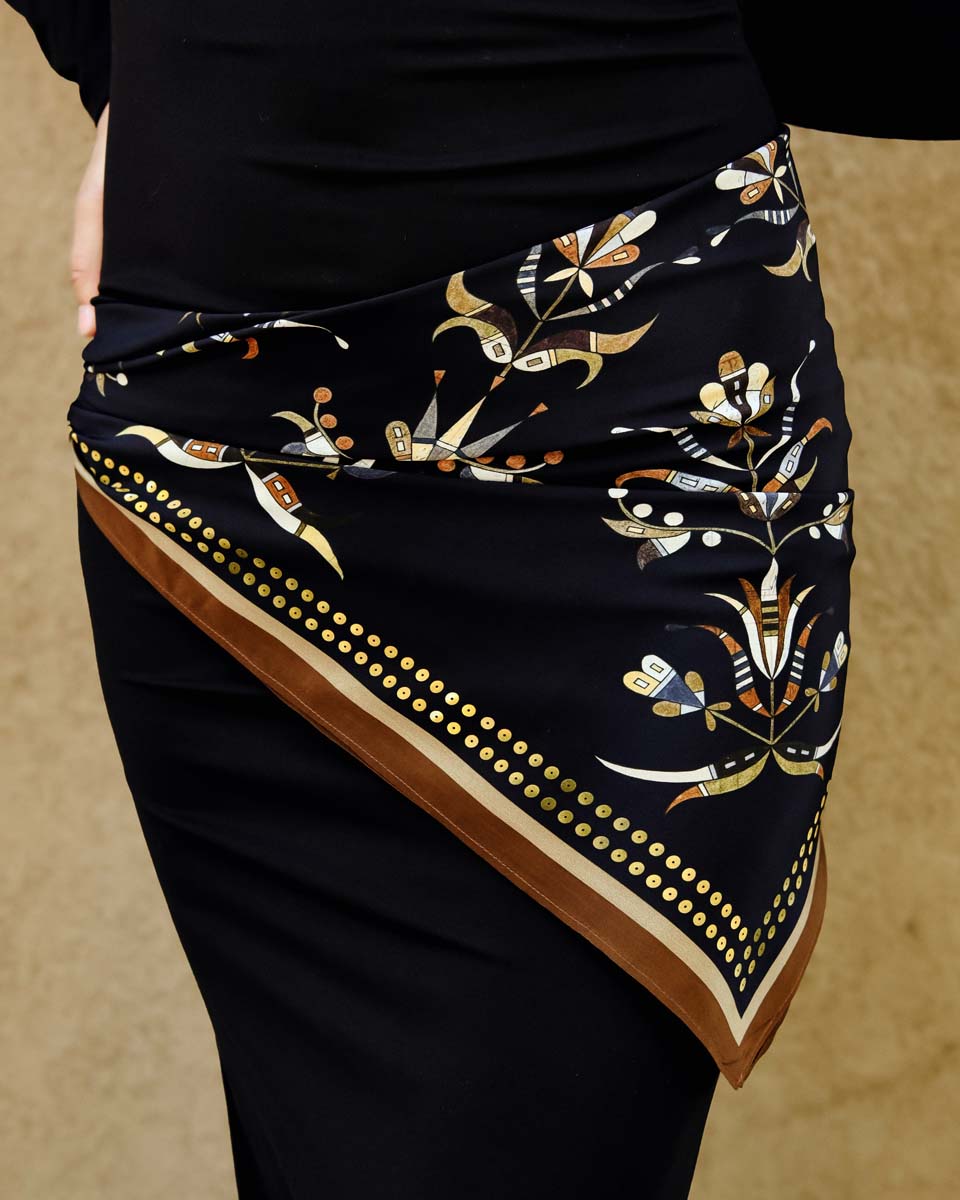 Floral Sequin Silk Scarf (Made to Order)