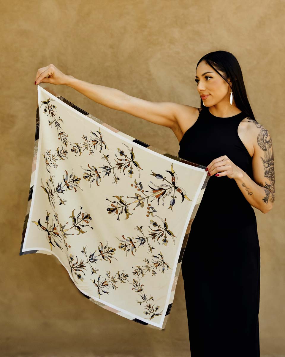Ribbons Floral Silk Scarf (Made to Order)