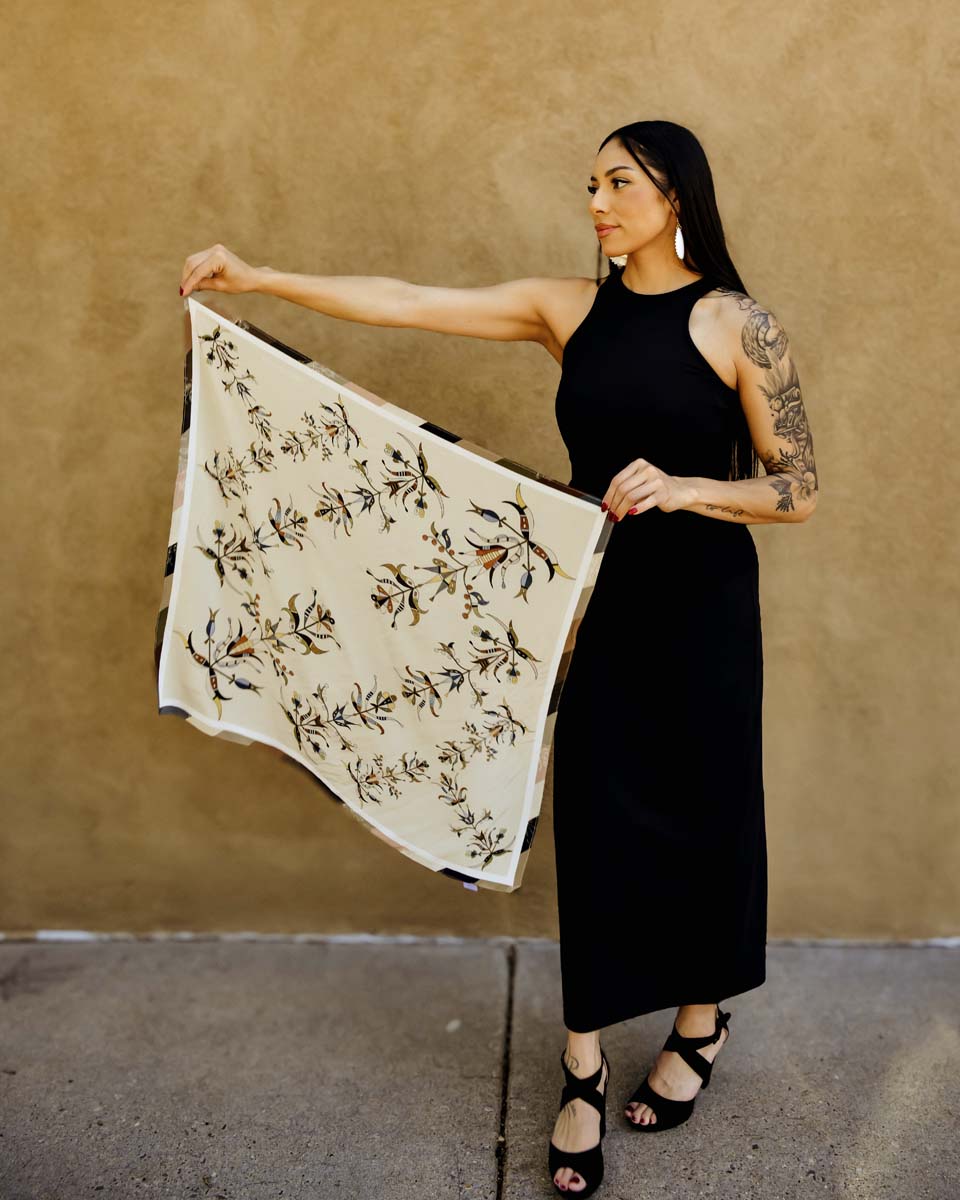 Ribbons Floral Silk Scarf (Made to Order)