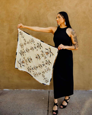 Ribbons Floral Silk Scarf (Made to Order)
