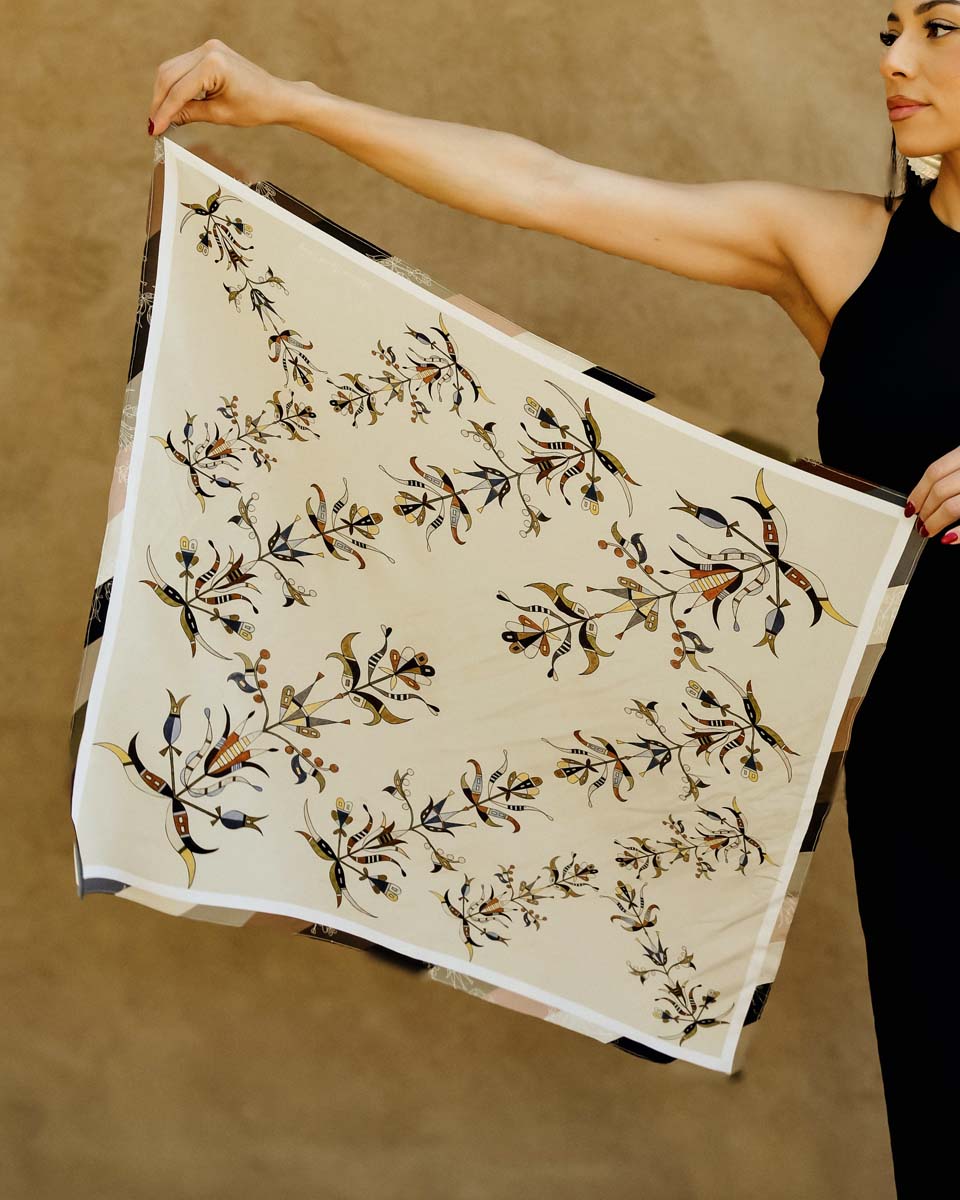 Ribbons Floral Silk Scarf (Made to Order)