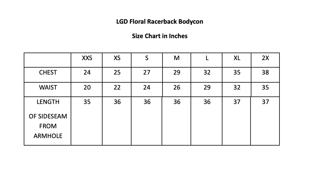 LGD Floral Bamboo Racerback Bodycon (Made to Order)