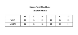 Ribbons Floral Silk Shirred Dress (Made to Order)