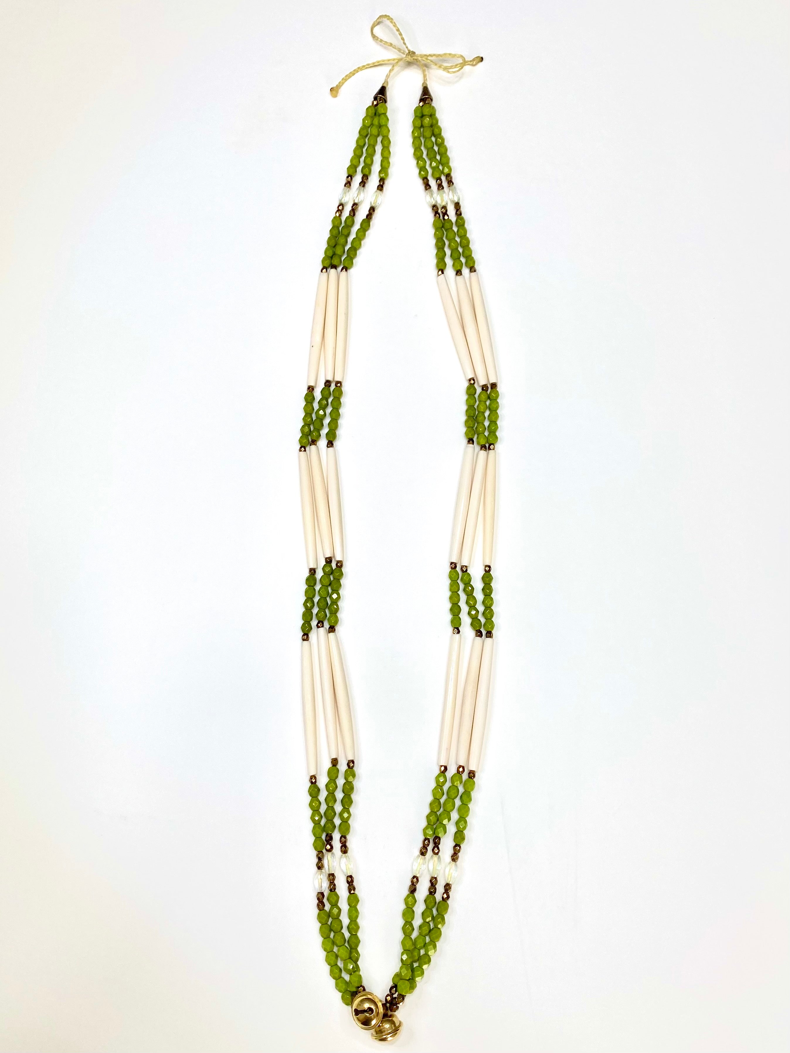 Bone & Beads Necklace - Olive